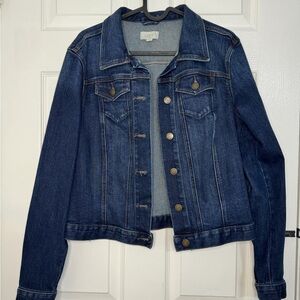 LOFT Indigo Blue Denim Jean Jacket with Button Front